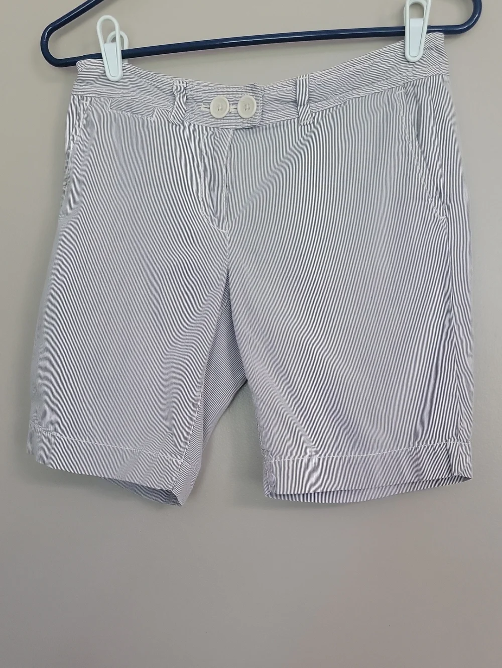 LOFT Gray White Striped Shorts Size 2P