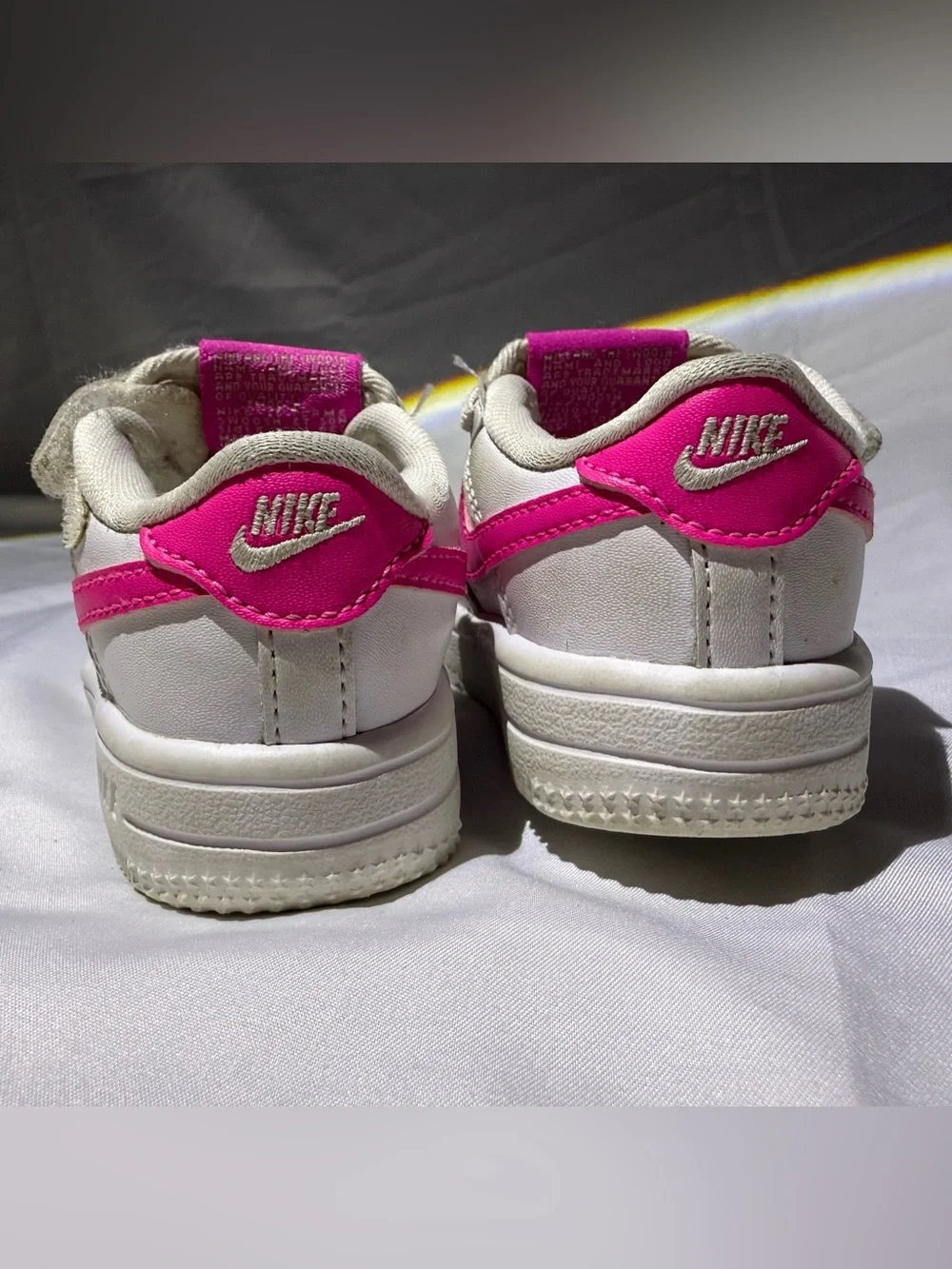 Nike Air Force 1 Low White Pink Girls Sneakers Size 3.5Y (Youth) Toddler