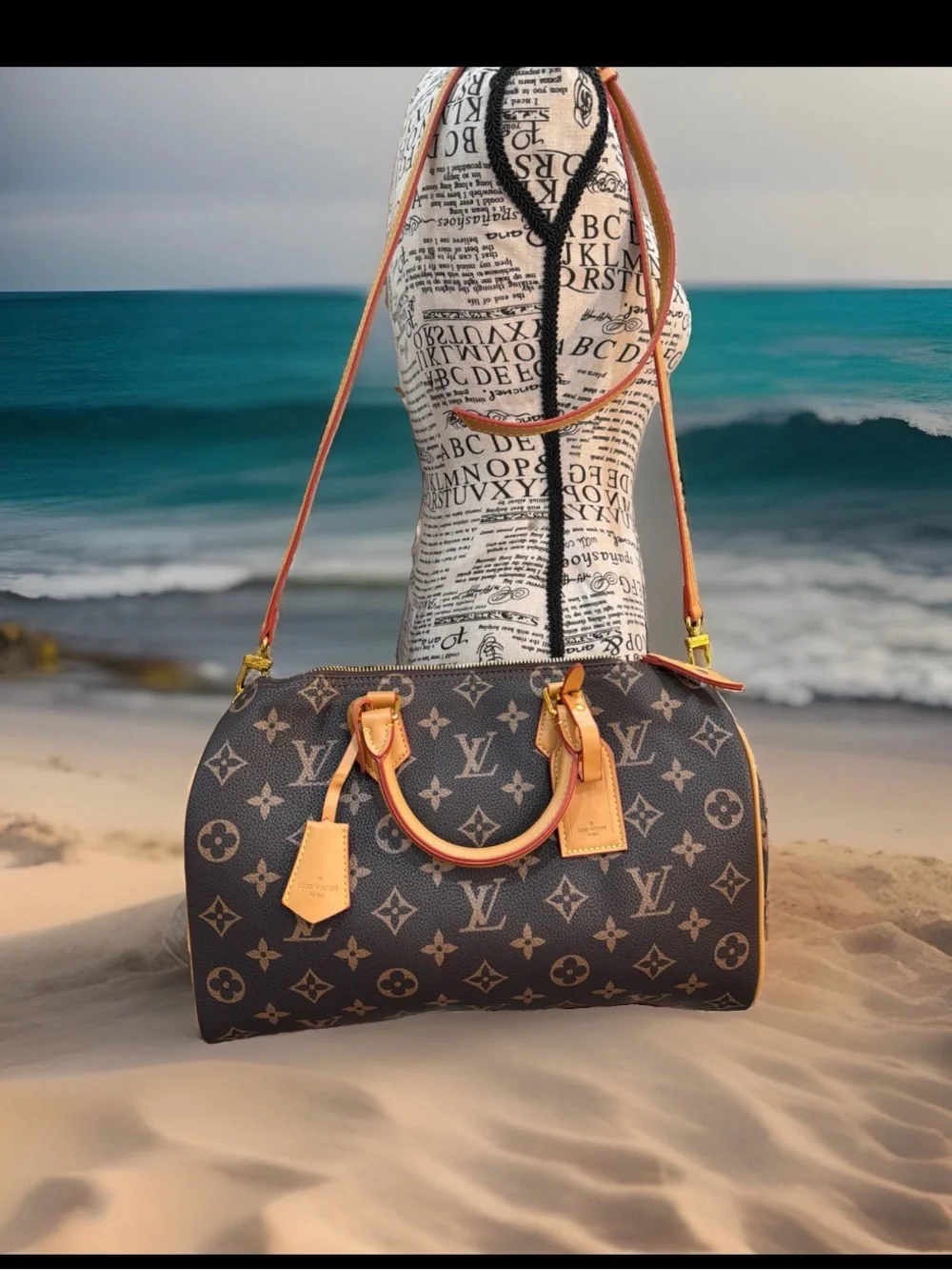 Brown Monogram Satchel with Tan Leather Trim