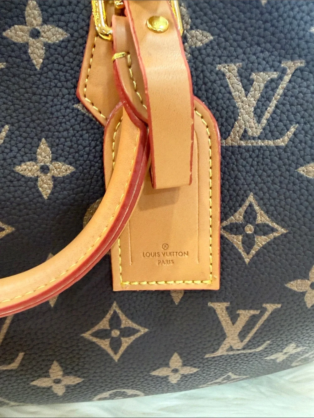 Brown Monogram Satchel with Tan Leather Trim