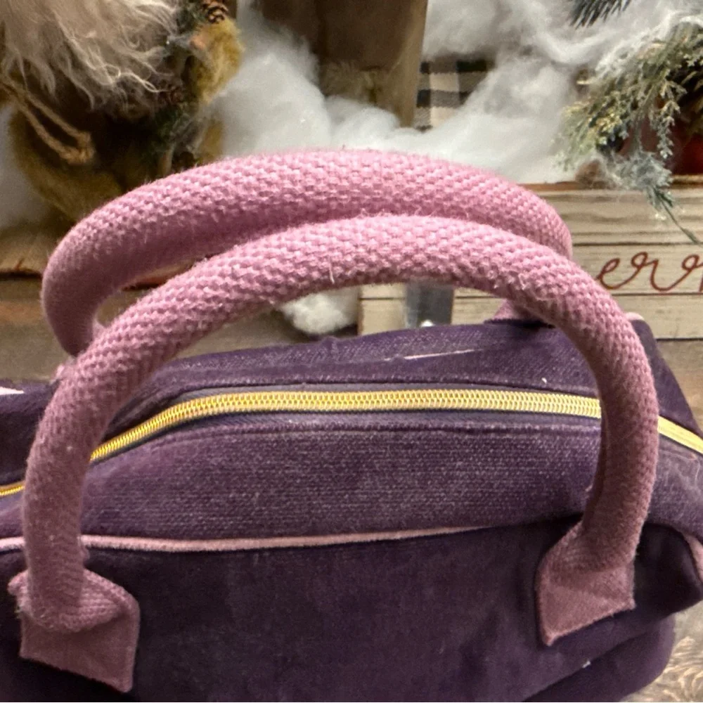Vintage Y2K 1990’s Victoria's Secret Handbag Purple Velvet Satchel Bag Cosmetic