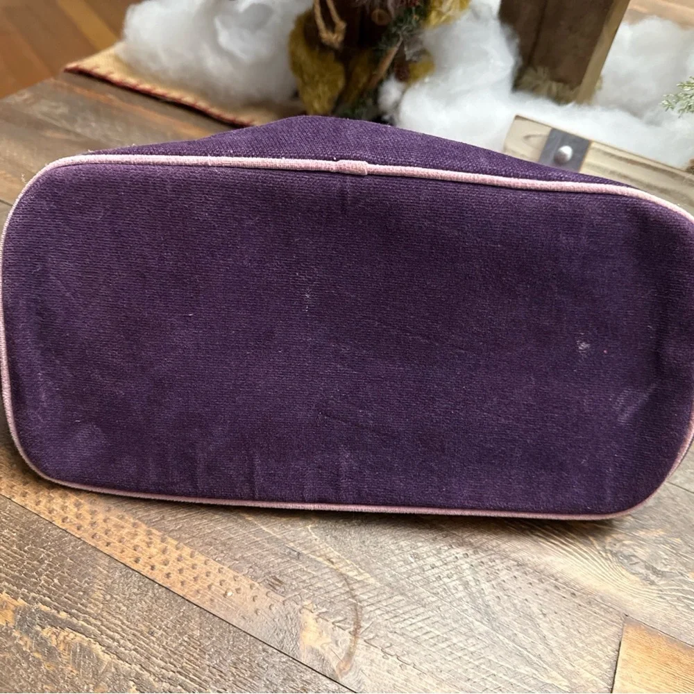 Vintage Y2K 1990’s Victoria's Secret Handbag Purple Velvet Satchel Bag Cosmetic