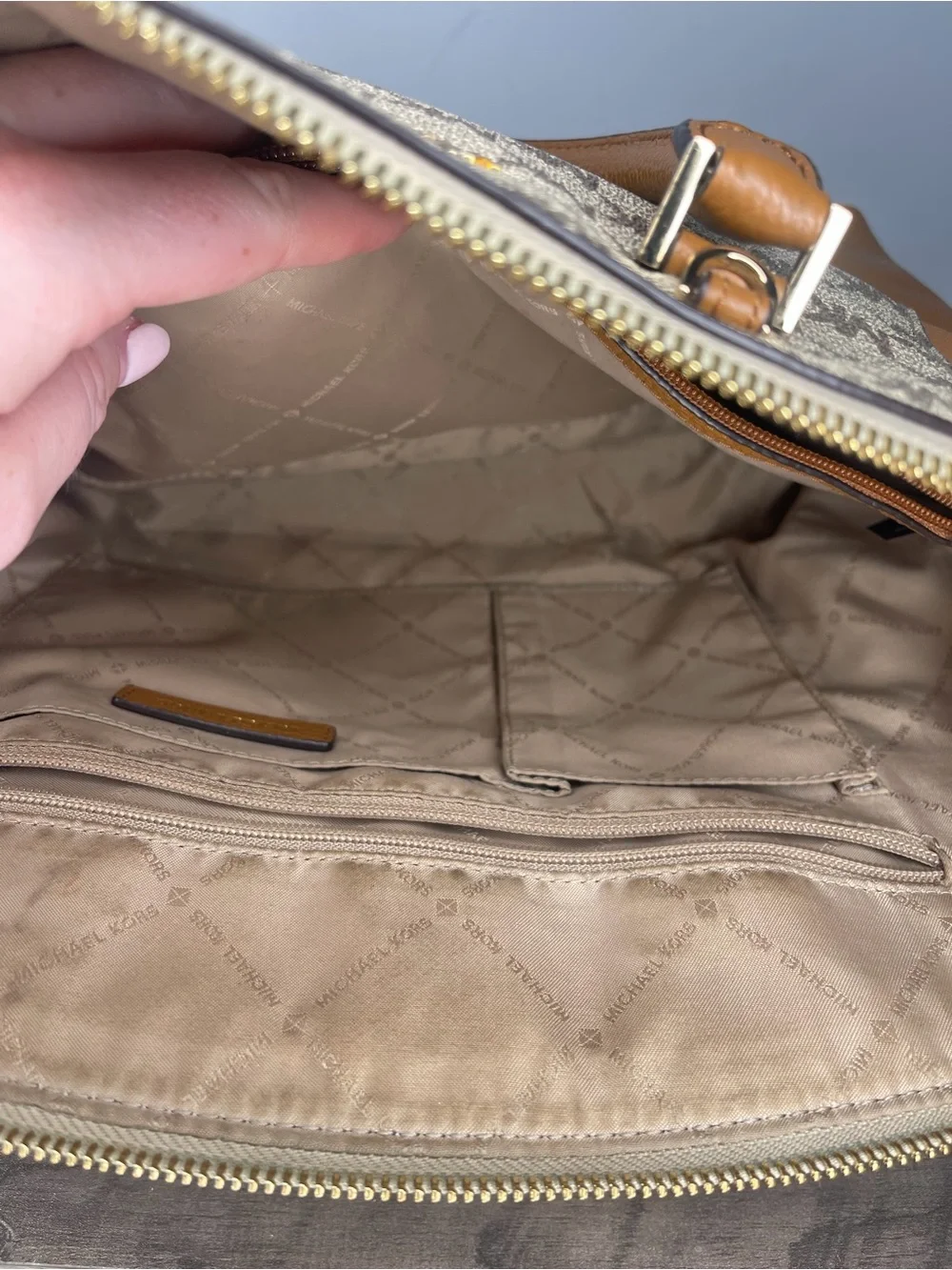 Michael Kors Nolita Brown Logo Satchel Handbag purse
