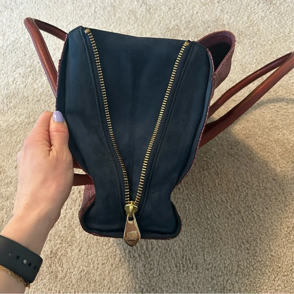 POUR LA VICTORIE Croc Embossed‎ Handbag with Suede Details