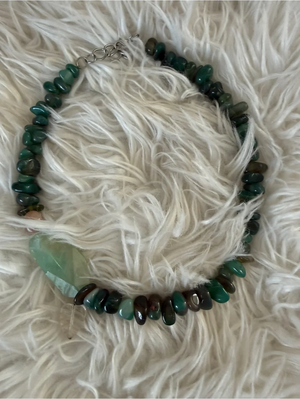 Chic Green Beaded Stone Necklace for Women