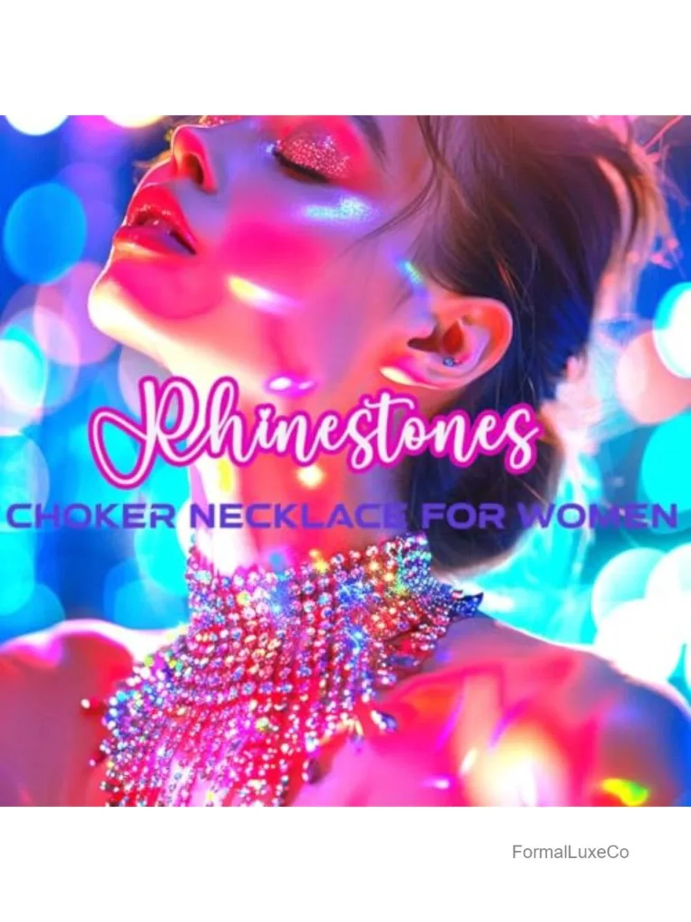 Rhinestone Choker Necklace Cable Chain Sparkly Crystal Short Necklace Prom Party