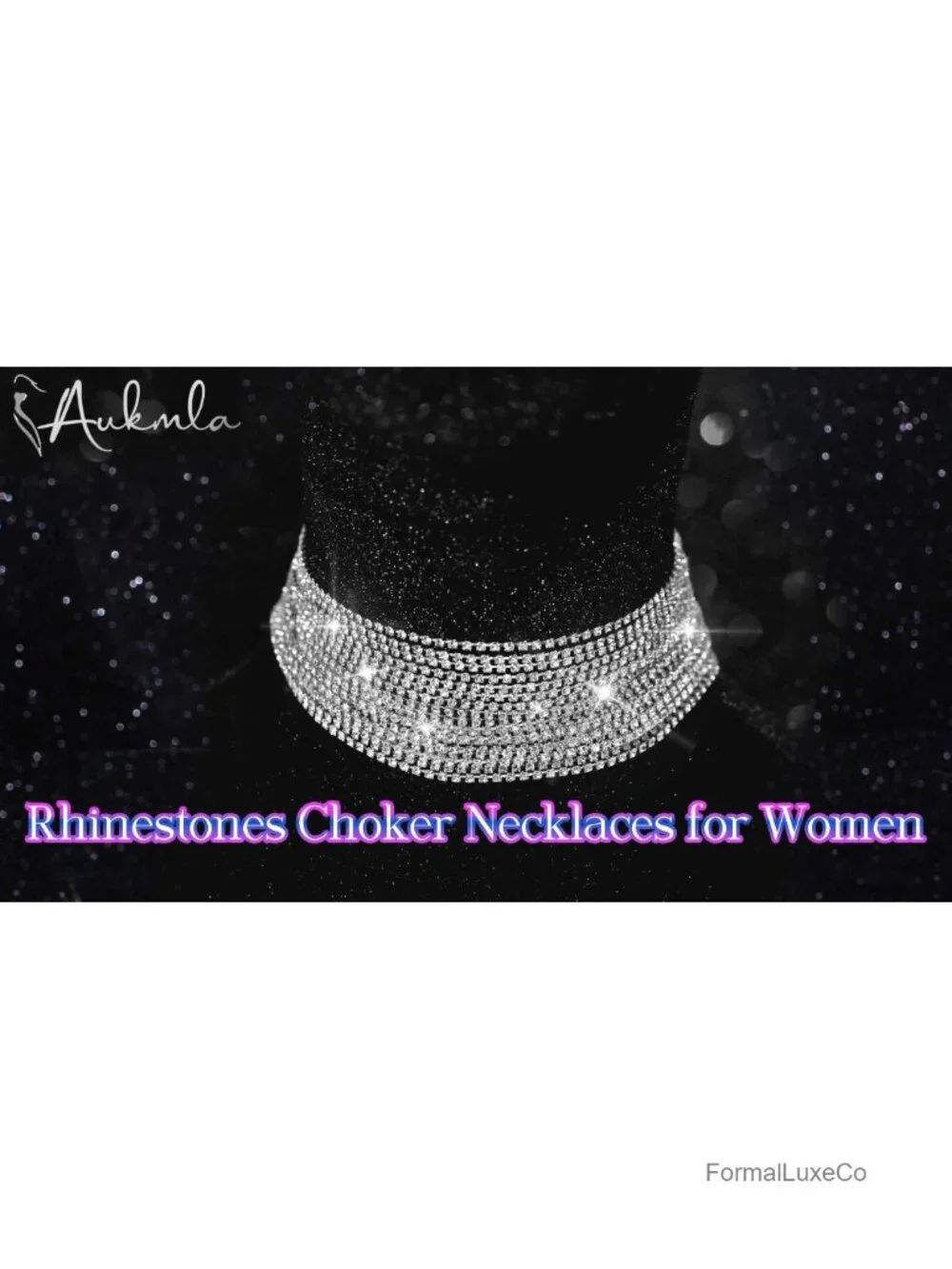 Rhinestone Choker Necklace Cable Chain Sparkly Crystal Short Necklace Prom Party