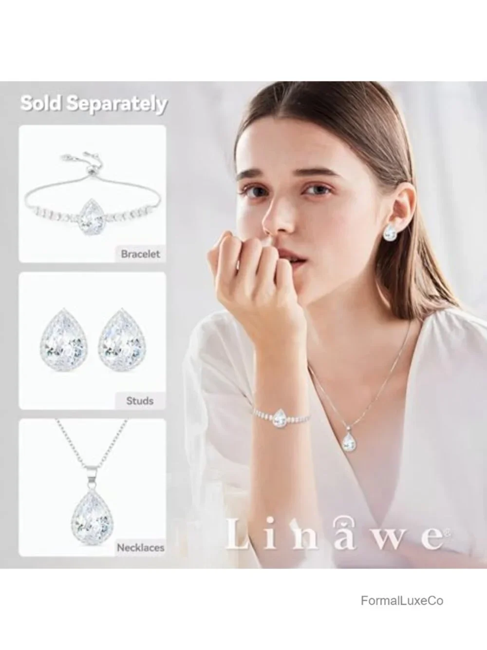 Crystal Pendant Necklace Cubic Zirconia 14K Gold Plated Stainless Steel Chain