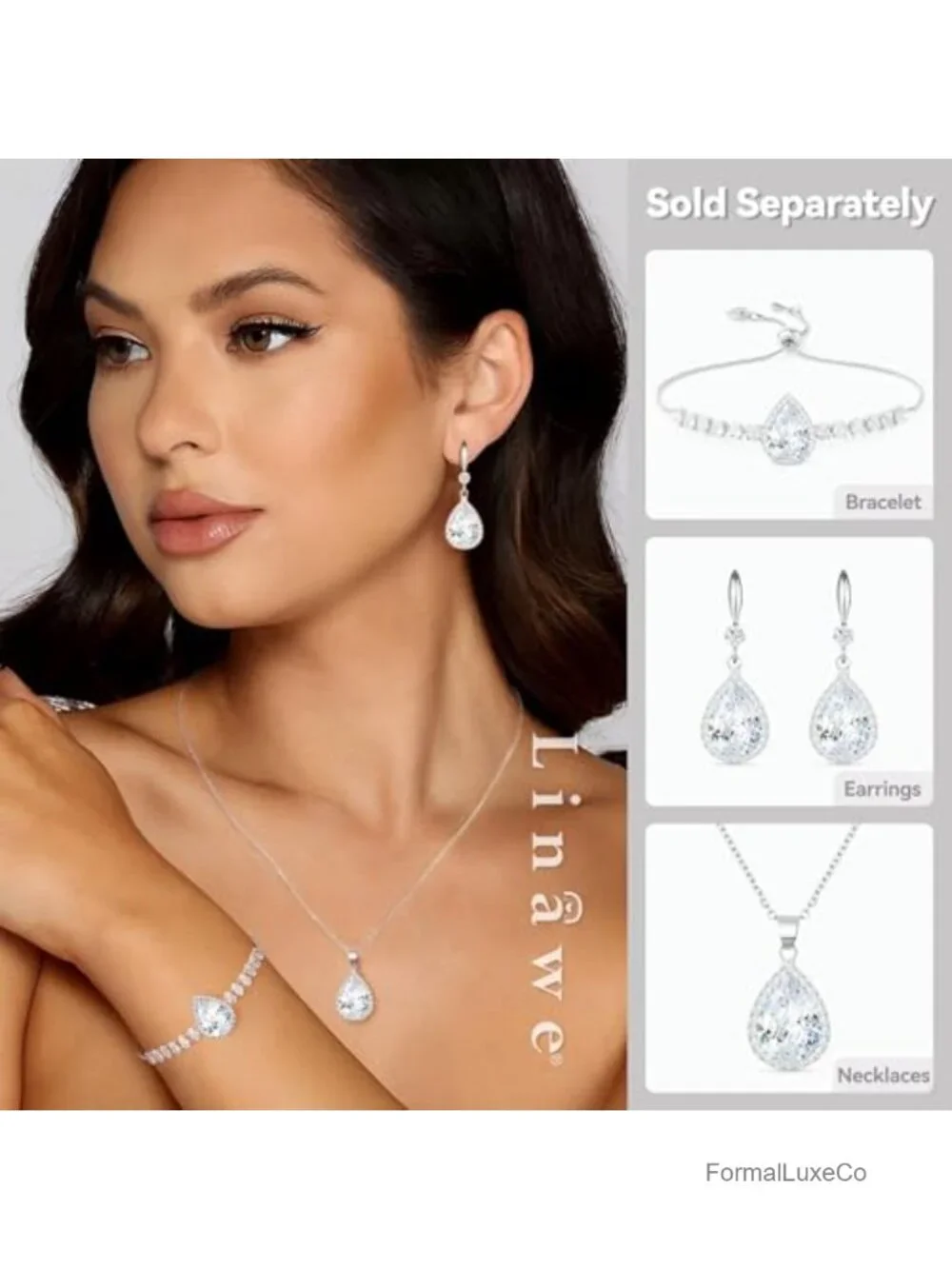 Crystal Pendant Necklace Cubic Zirconia 14K Gold Plated Stainless Steel Chain