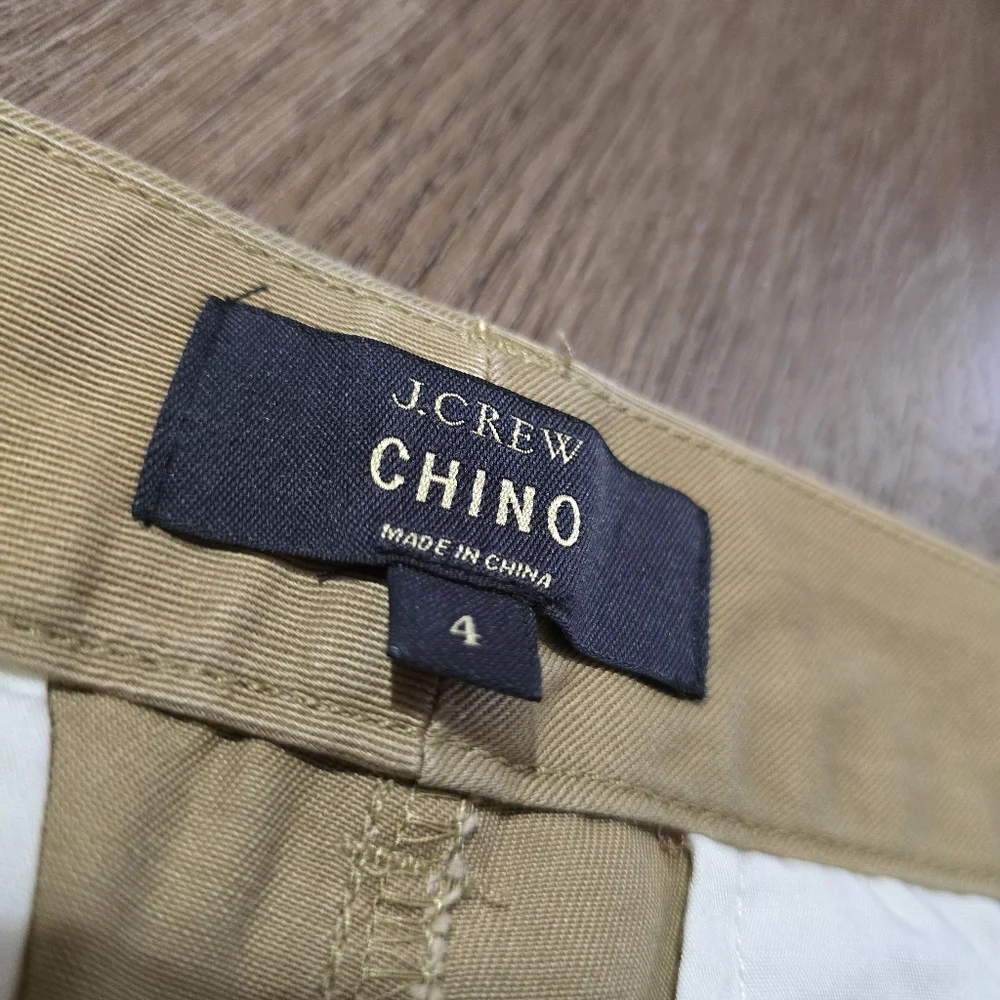 J. Crew Womens‎ Chino Shorts Tan Green Palm Trees Embroidery Size 4