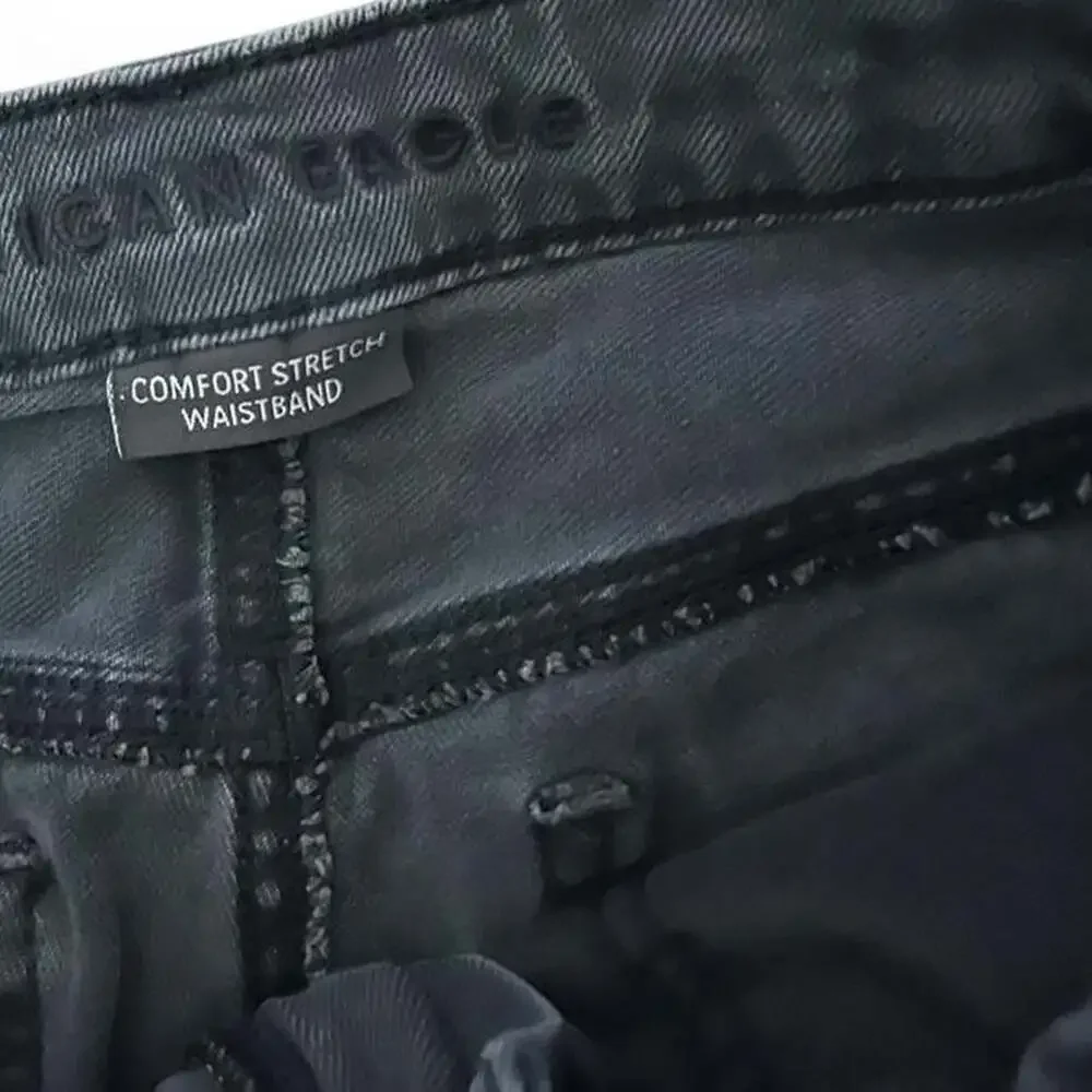 American Eagle Black Distressed Next Level Stretch Shorts Size 2