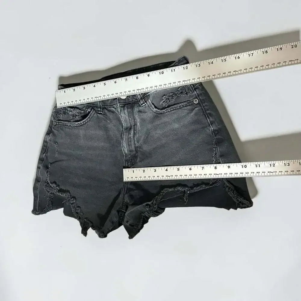 American Eagle Black Distressed Next Level Stretch Shorts Size 2