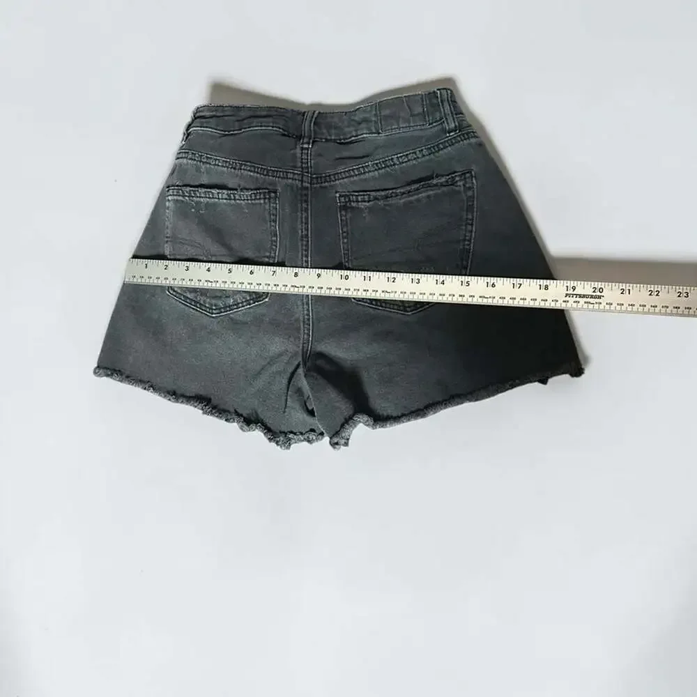American Eagle Black Distressed Next Level Stretch Shorts Size 2