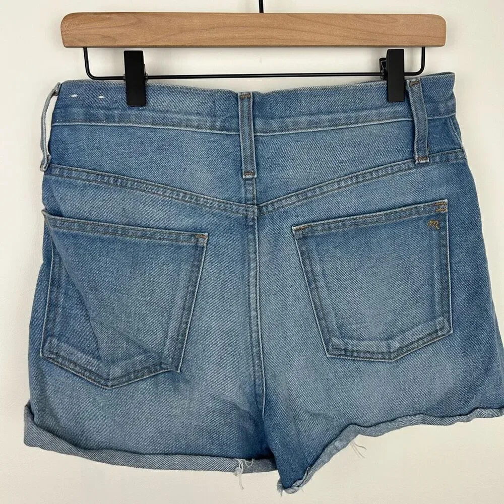 Madewell Women's High Rise Blue Denim Shorts Size 27 cowgirl Zip festival boho