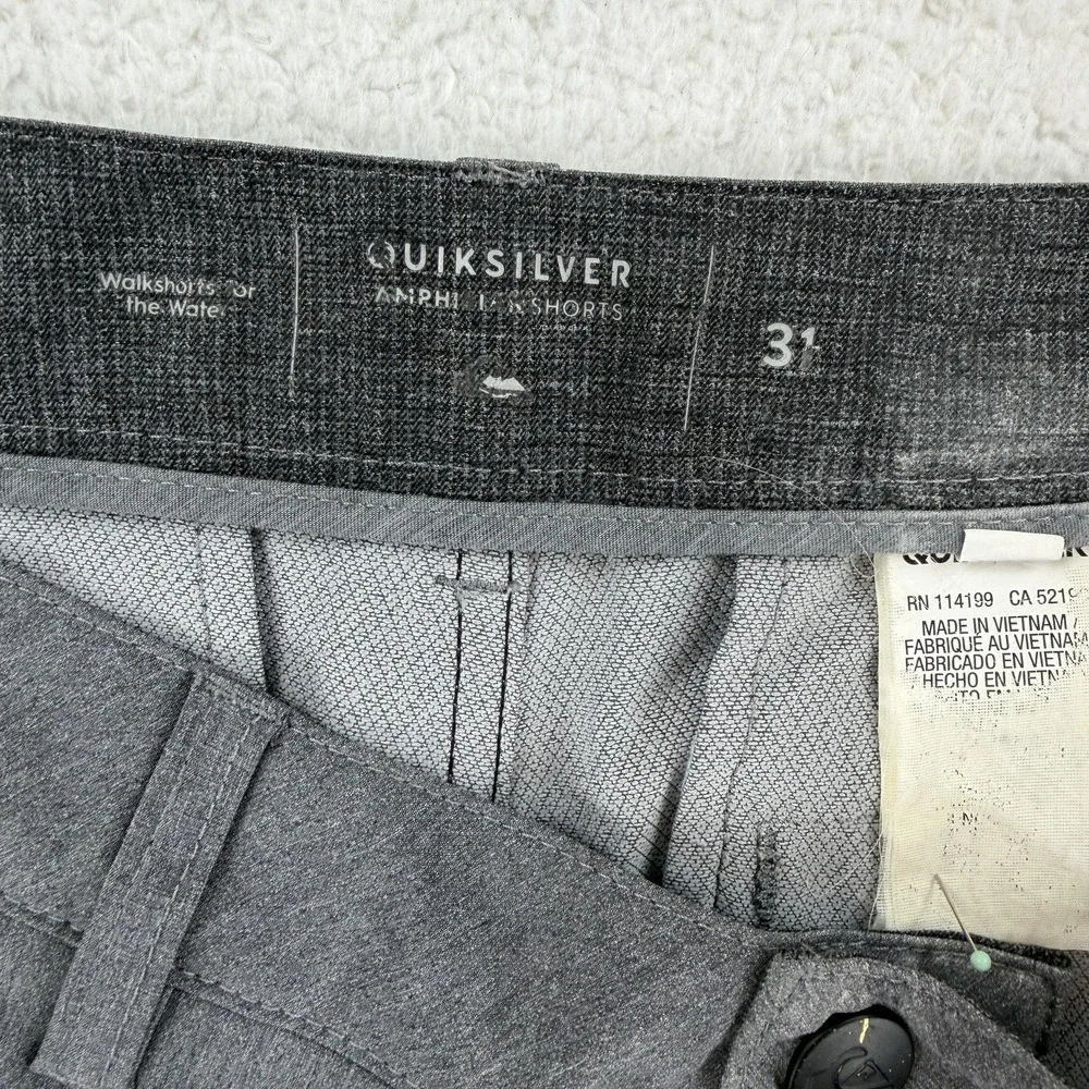 Quiksilver Amphibian Shorts Mens 31 Gray Chino‎ Walkshort Quick Dry Stretch