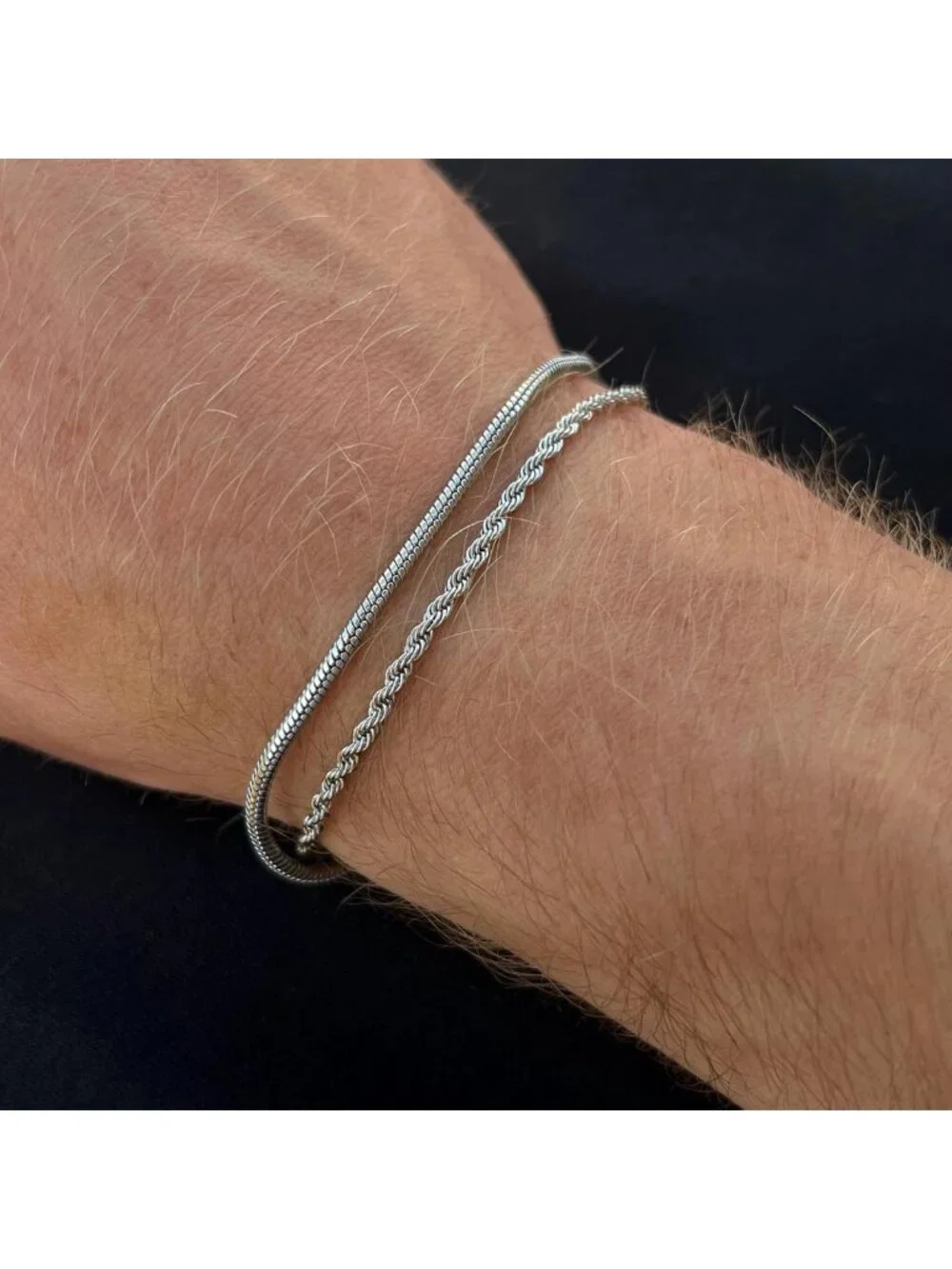 Dainty Gold/Silver Chain Bracelet Stack for Men - 14K Plated Adjustable Cross