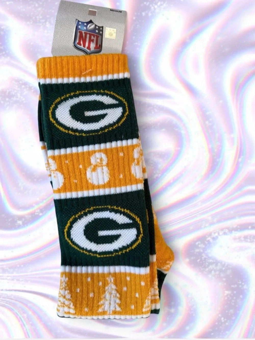 NFL Green Bay Packers Green and Gold Logo Crew Socks