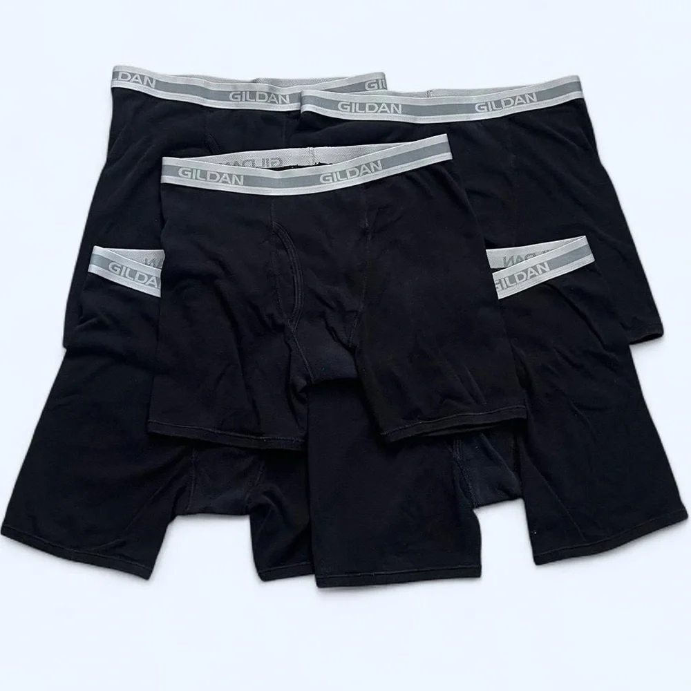 Gildan Men’s Size Medium Black Gray Boxer Briefs 5 Pairs Gently Used Pre-owned