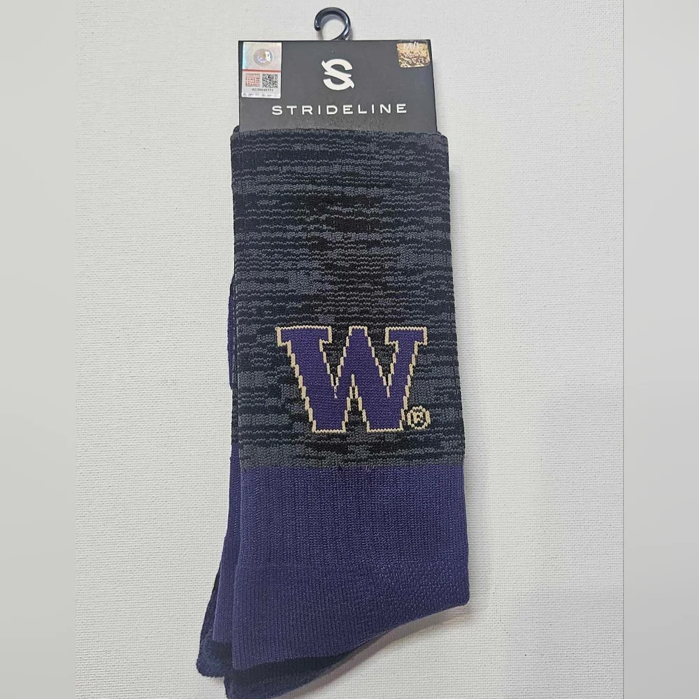 Washington‎ Huskies Mens Socks Crew Black Purple Full Knit NCAA Fan Sport