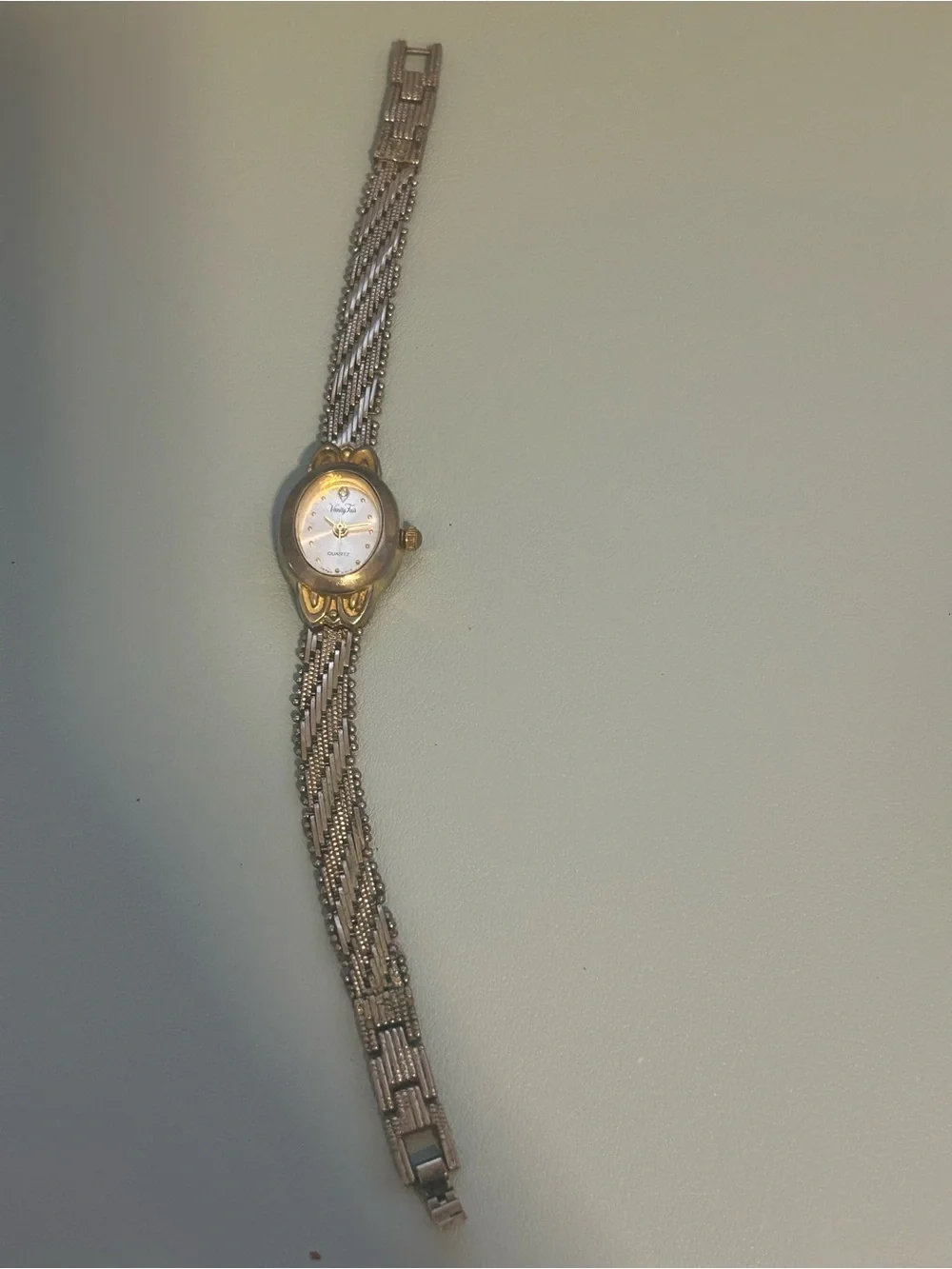Vintage Vanity Fair Ladies Quartz Bracelet Watch Gold Silver Tone. Untested.