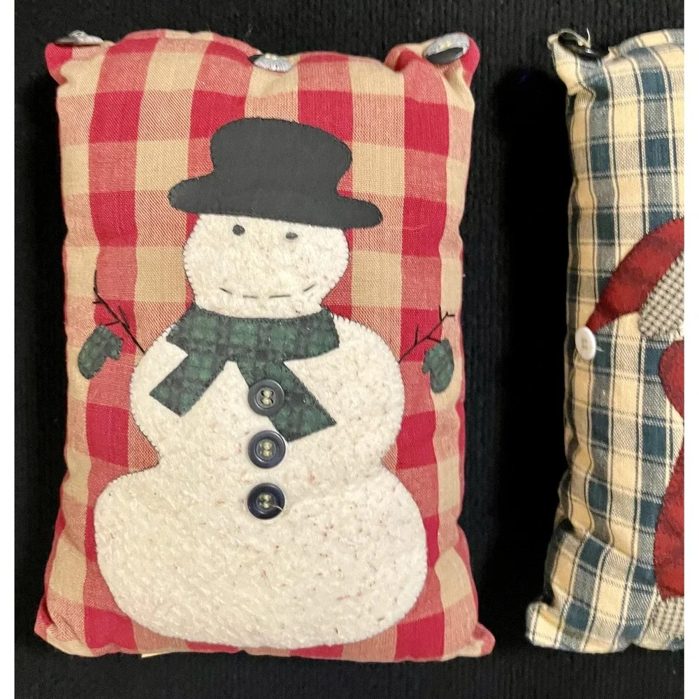 Christmas Plaid‎ Throw Pillows Set 2 Snowman Santa Rectangular Country Decor