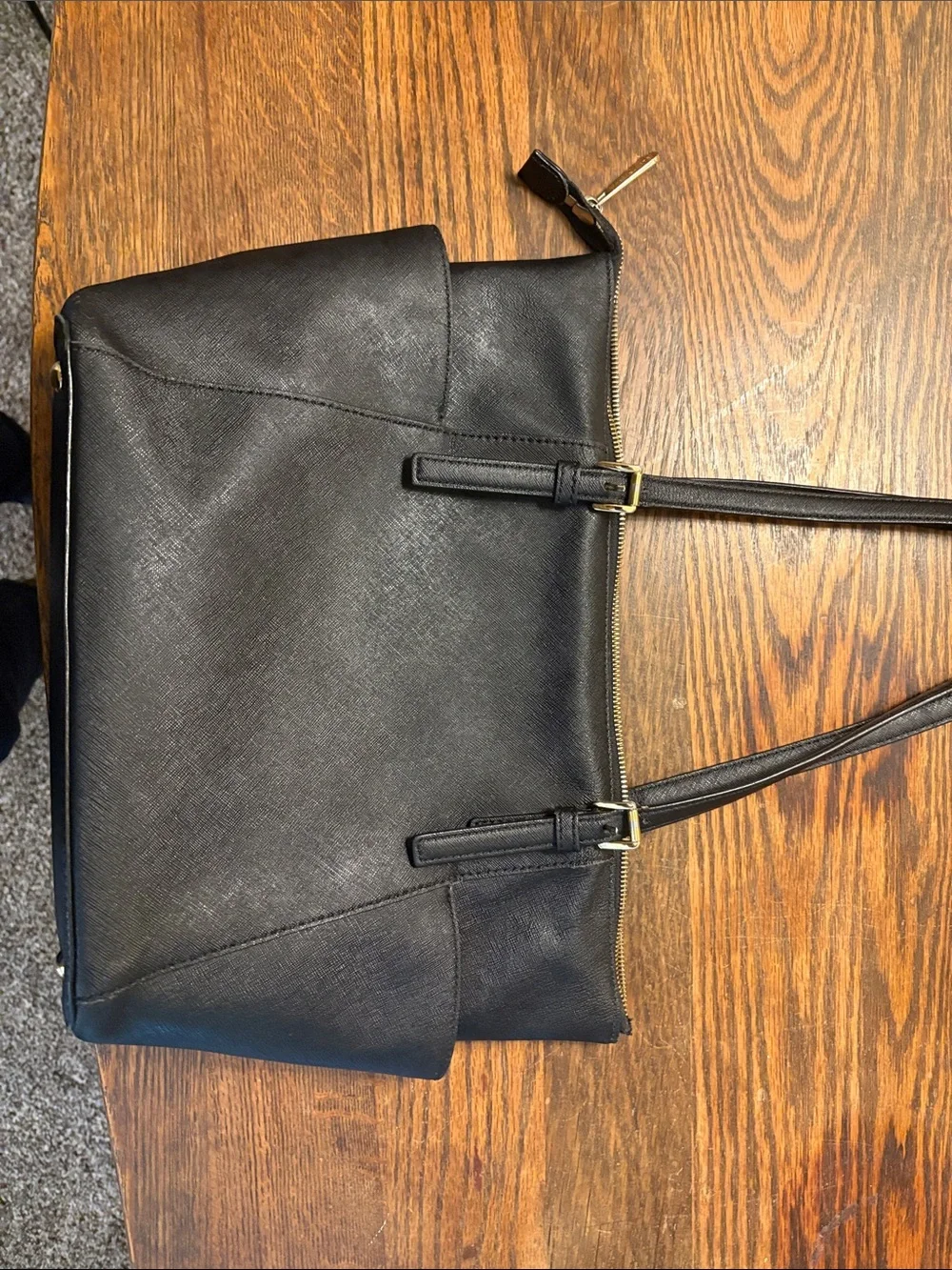 Michael Kors Navy Saffiano Leather Tote with Gold Logo Charm