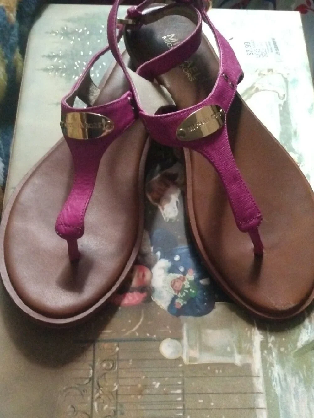 Michael Kors Fuchsia T-Strap Sandals size 8