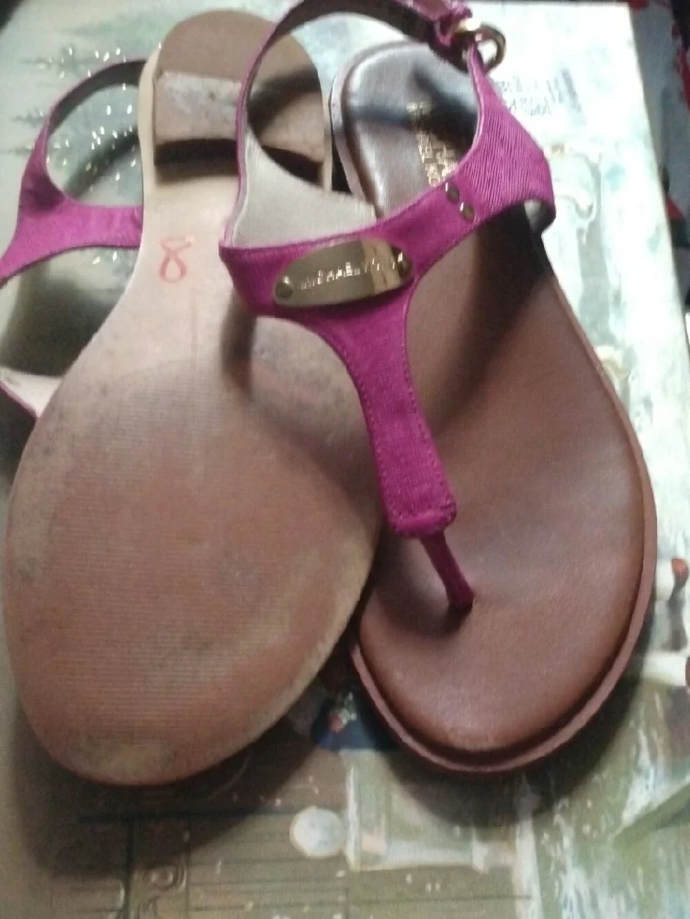 Michael Kors Fuchsia T-Strap Sandals size 8
