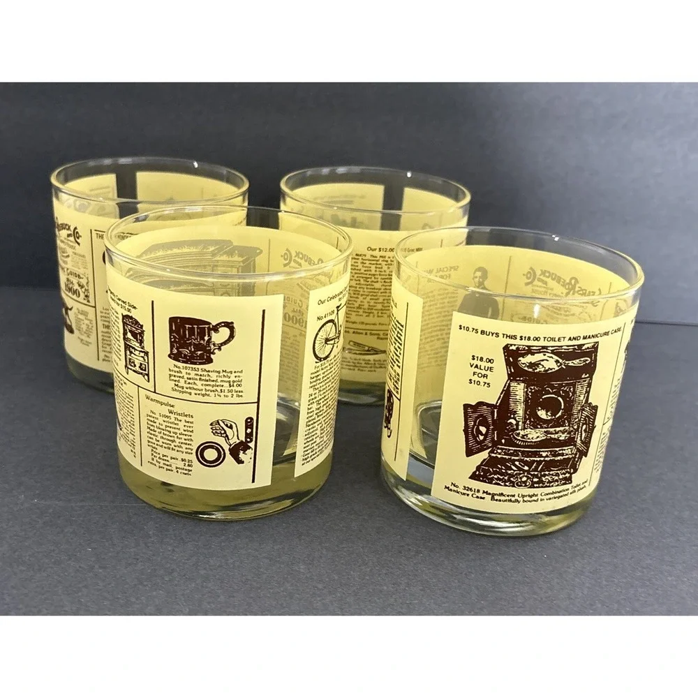 4  Sears Roebuck Whiskey Glasses Catalog Advertising Low Ball 3.5