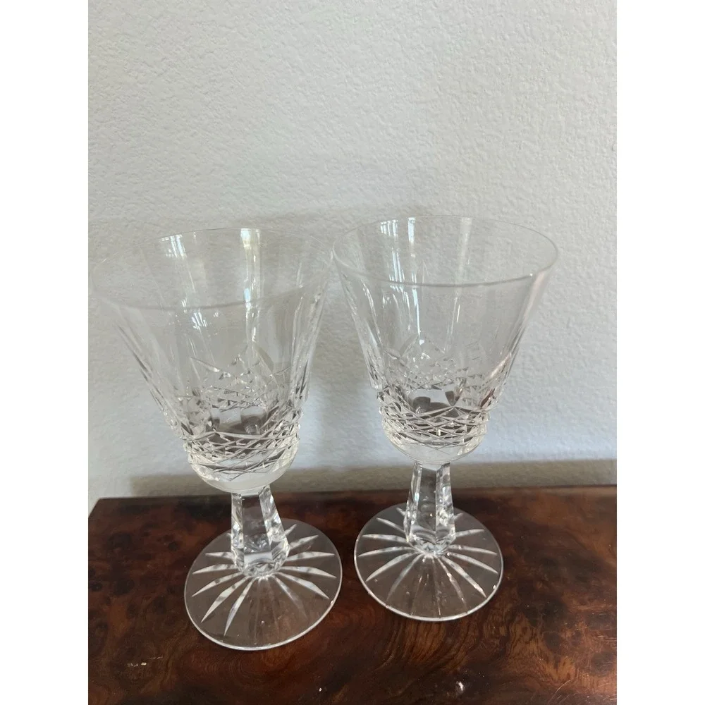 2  Waterford Crystal Kenmare wine / sherry Glasses  5 6/8 inch  signed