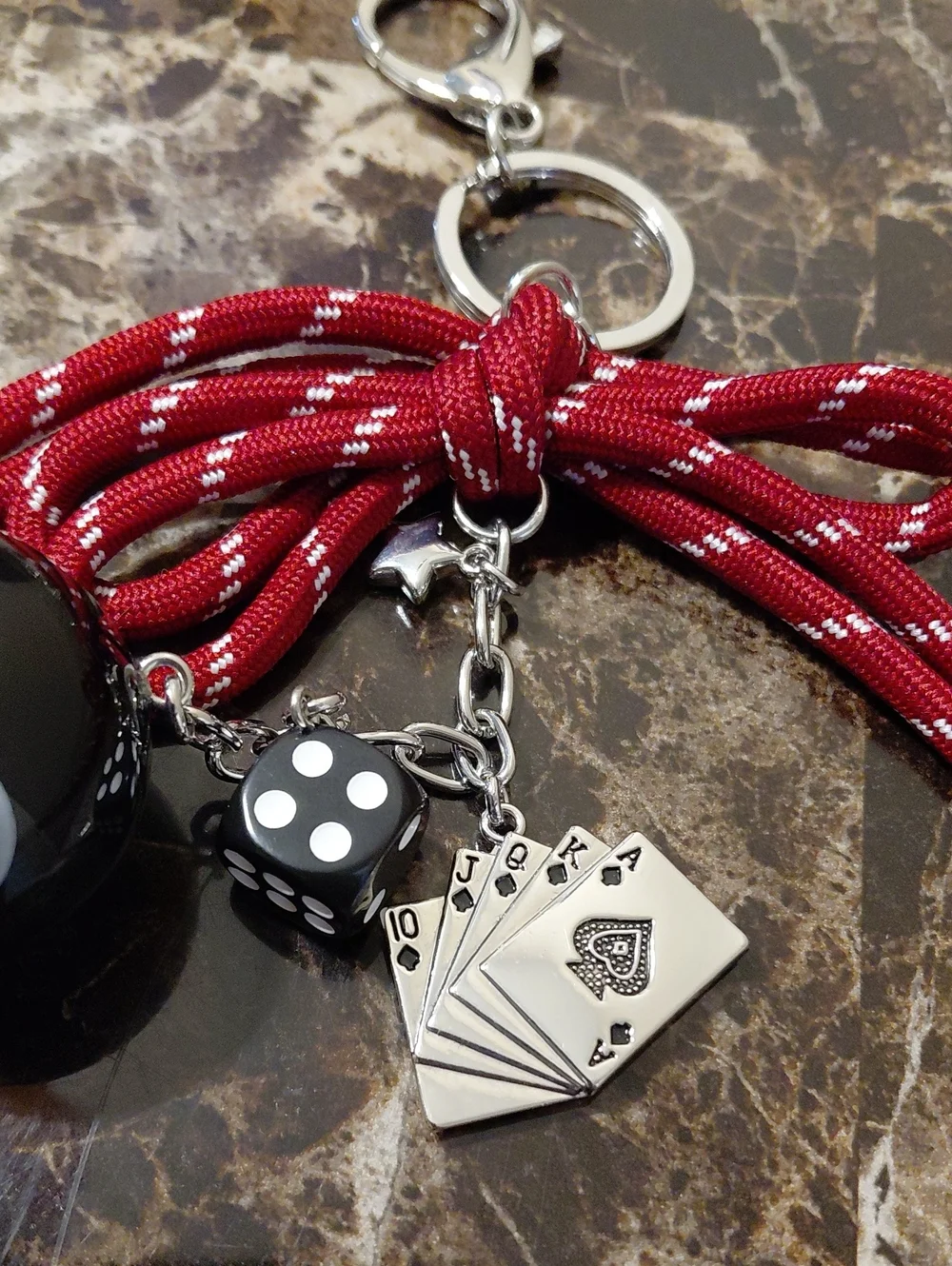 NWOT Piper K Feeling Lucky 8 Ball Dice Cards Bag Charm & Key Chain