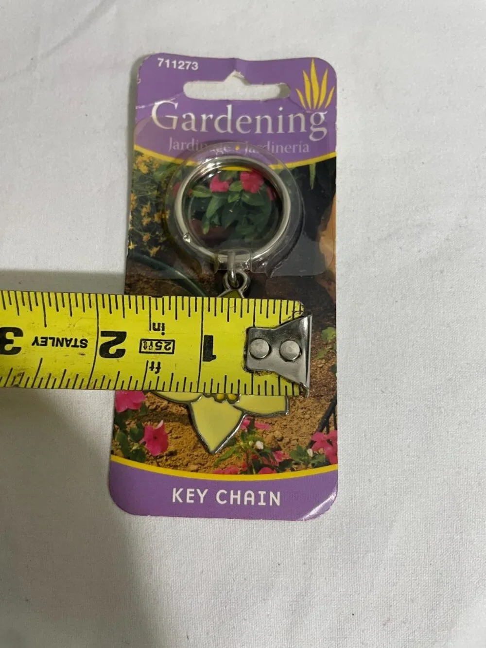 Hillman Yellow Daffodil Flower Metal Key Chain Keyring Gardening Gift NOS USA