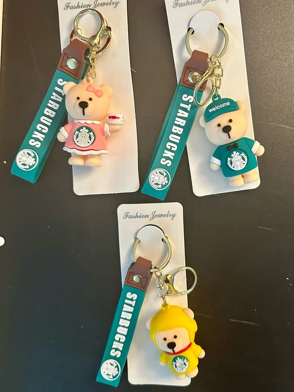Set of 3 Starbucks Inspired Bearista Keychains