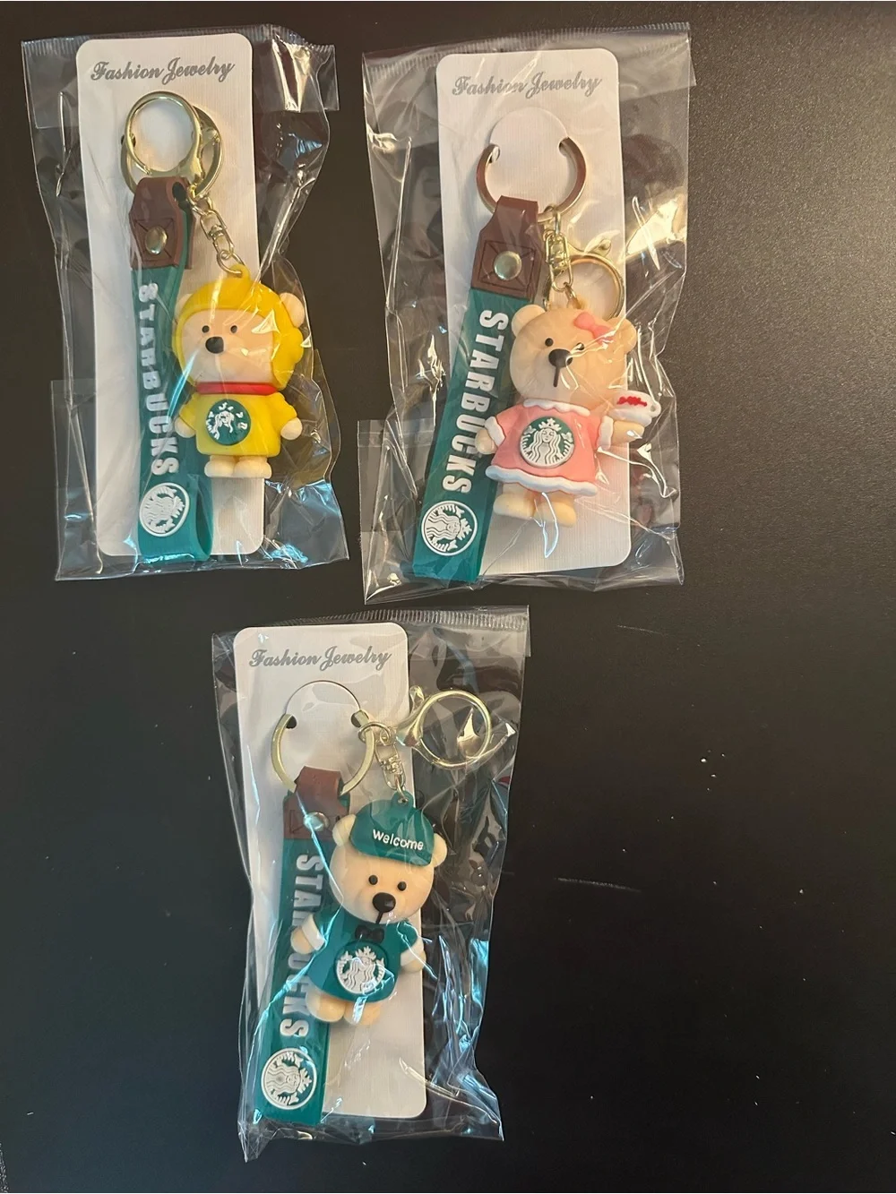 Set of 3 Starbucks Inspired Bearista Keychains