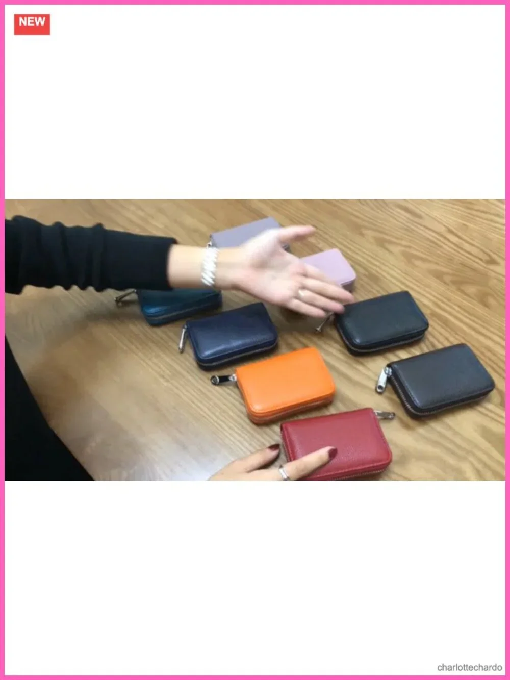 Genuine Leather RFID Blocking Credit Card Wallet with Zipper, 14 Slots