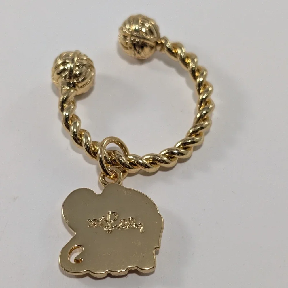 Lilly Pulitzer Gold Elephant Charm Twisted Rope Keychain Key Ring Accessory