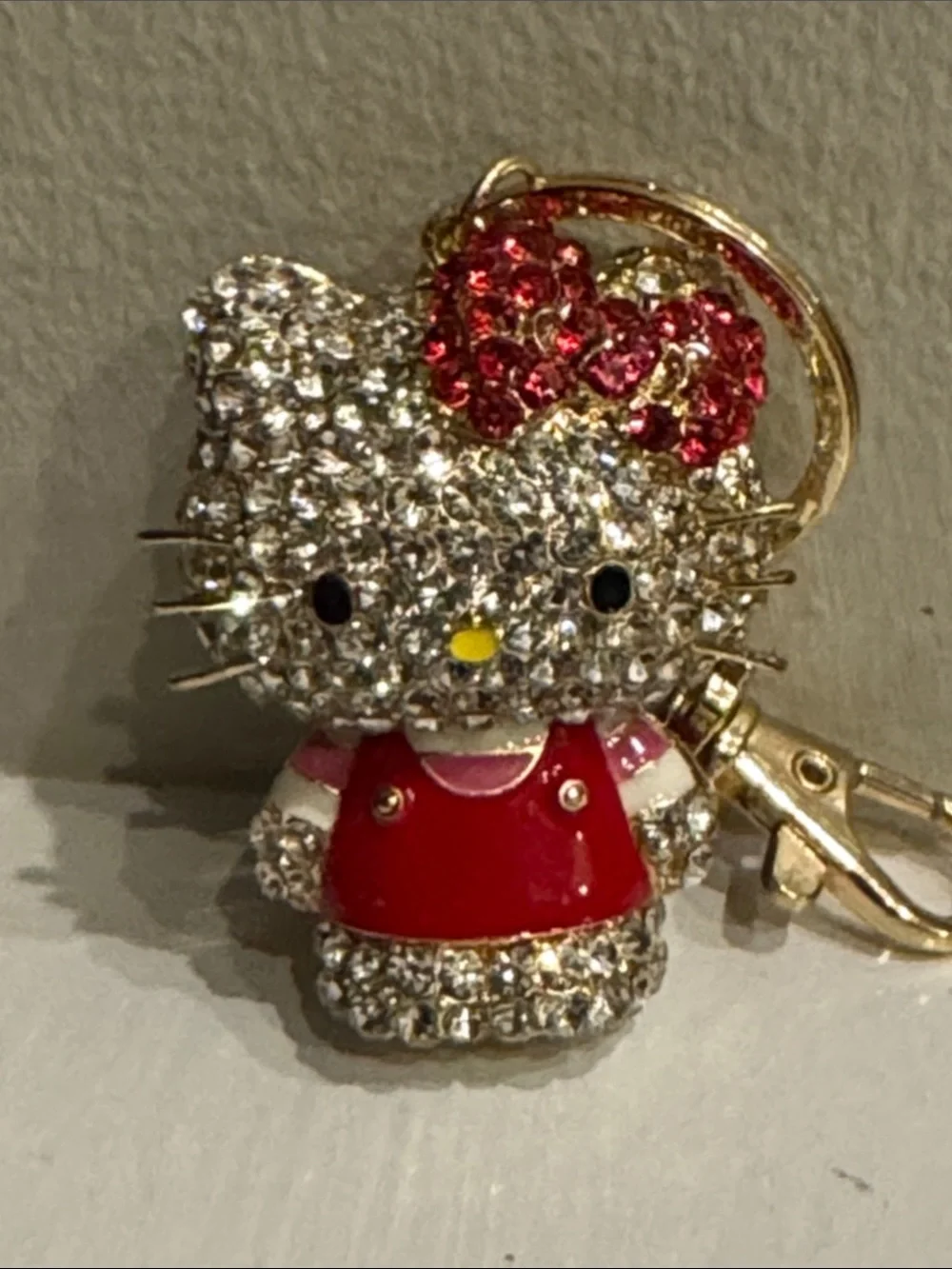 Hello Kitty Red Dress Crystal Keychain