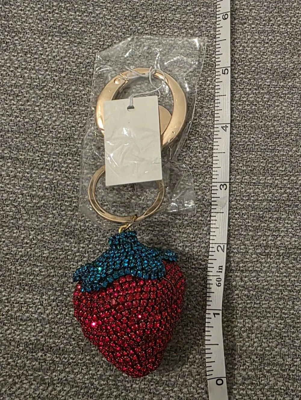 Sparkling Strawberry Keychain Purse Charm with Carabiner