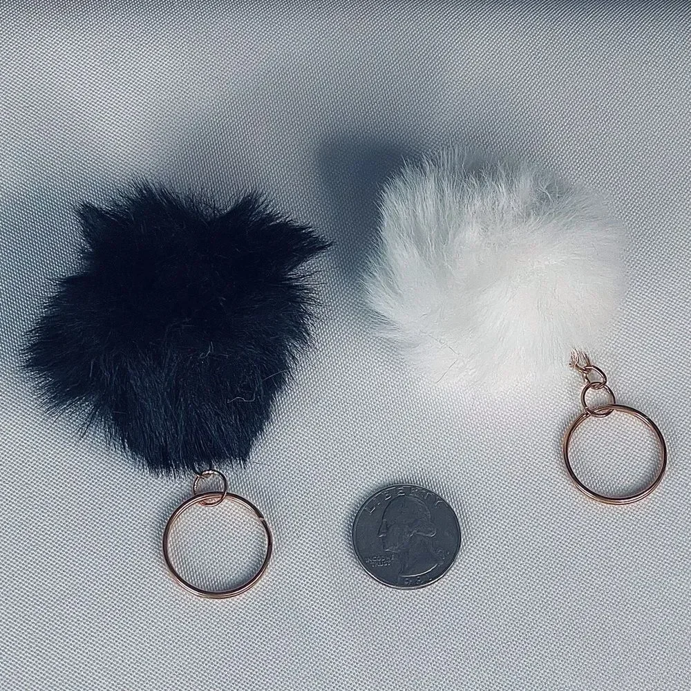 Black & White Pom Keychain Set, Small
