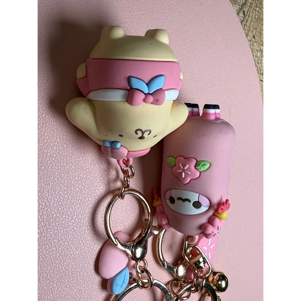 Sanrio Pompompurin Rainbow Keychain Set Unisex Pink Yellow Kawaii Peach Kid Core