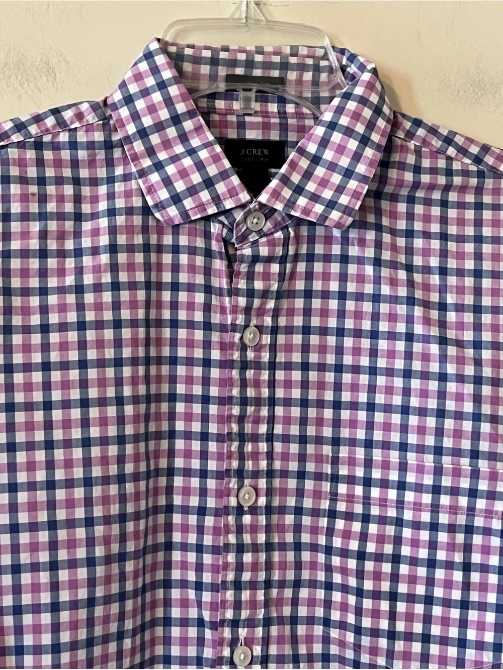 J. Crew Men's Check Button-Down Shirt - Purple & Blue Plaid Size Medium