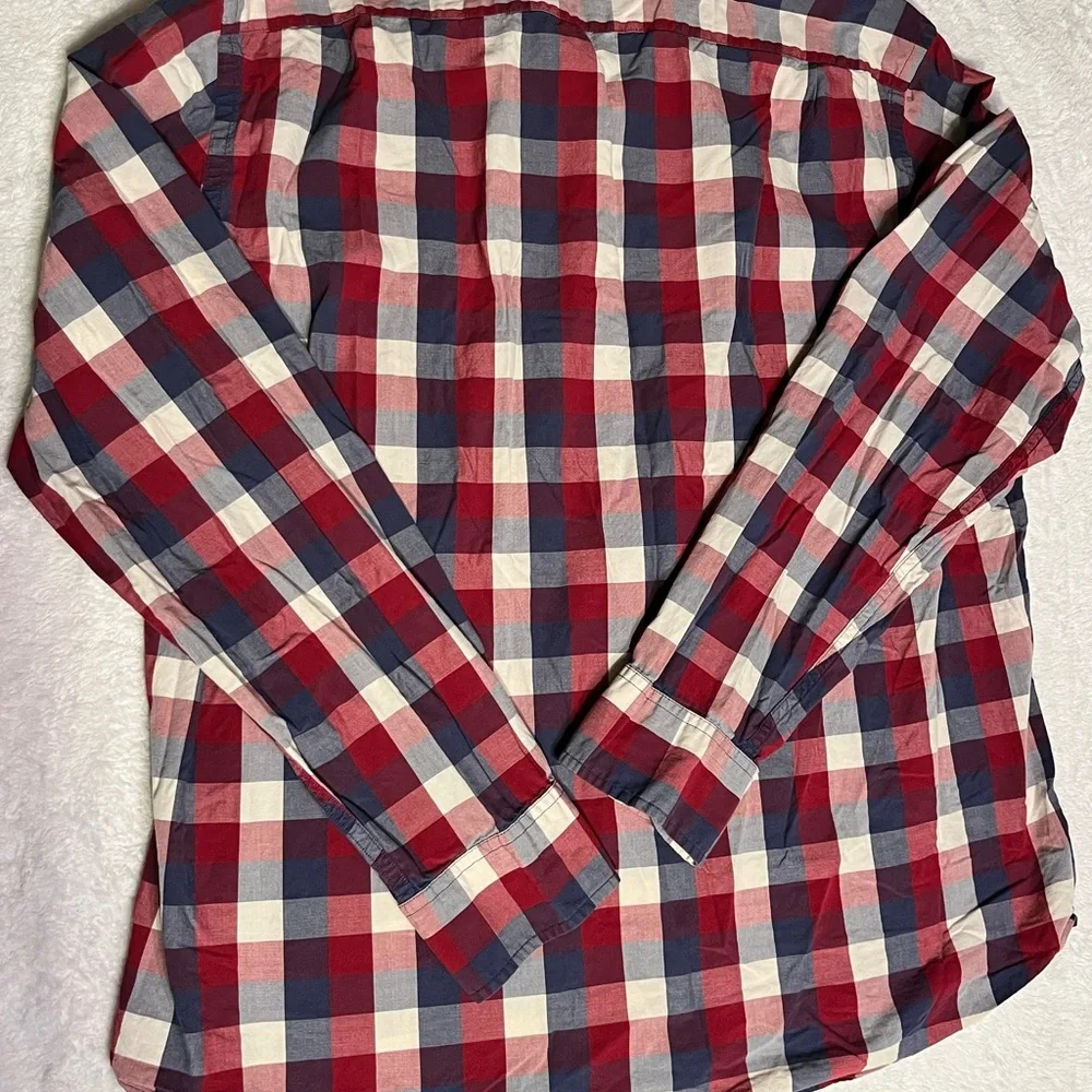 J. Crew Red, Blue & White Plaid Button-Down Shirt