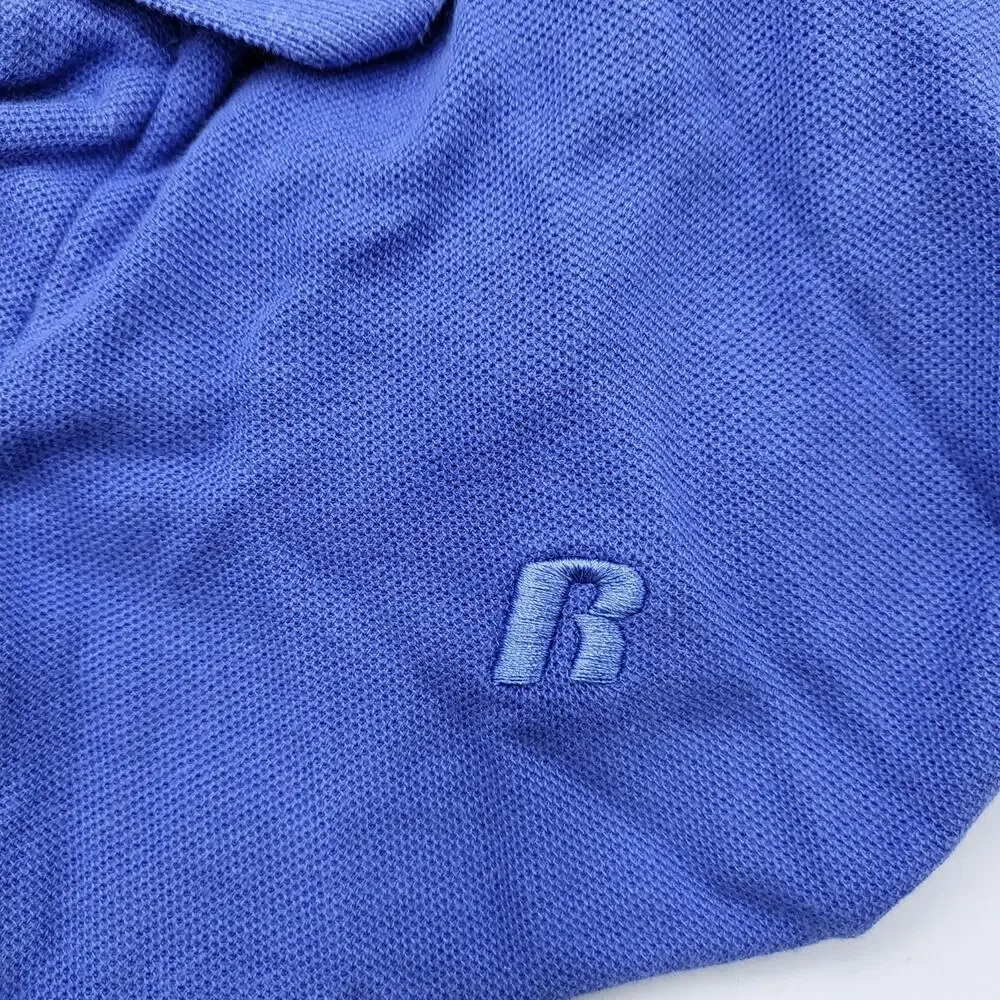 Vintage Russell Athletic Blue Collared Polo Shirt Men's Size XXLarge 100% Cotton