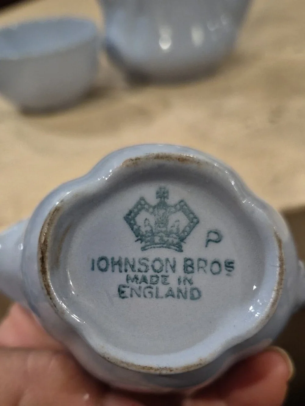 Johnson Brothers Pale Blue Porcelain Coffee Set - Teapot, Creamer & Sugar Bowl