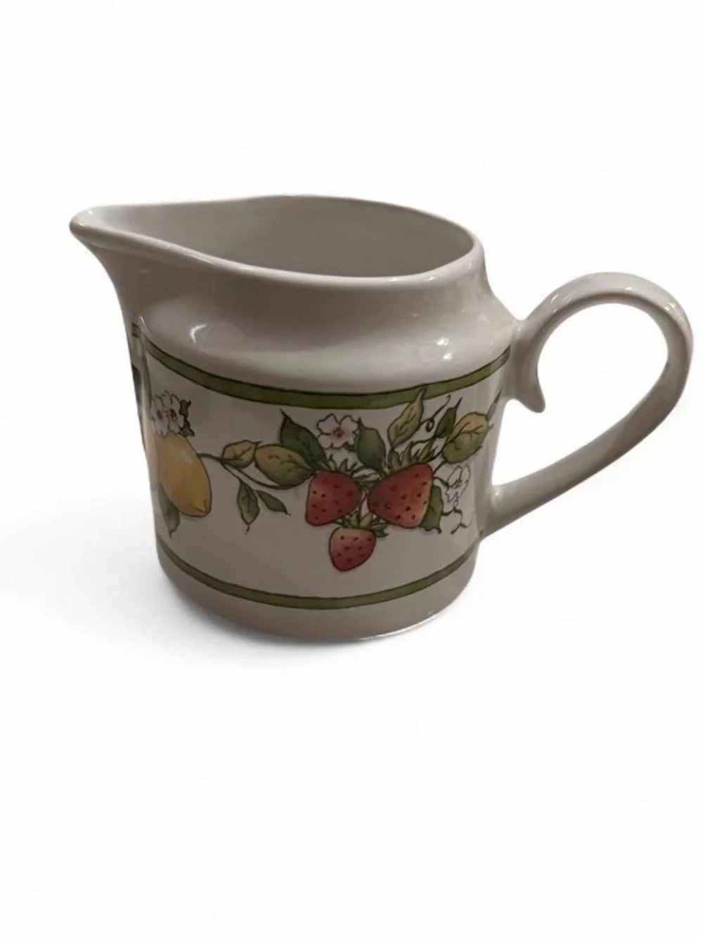 Vintage Fruit Pattern Ceramic Creamer Pitcher