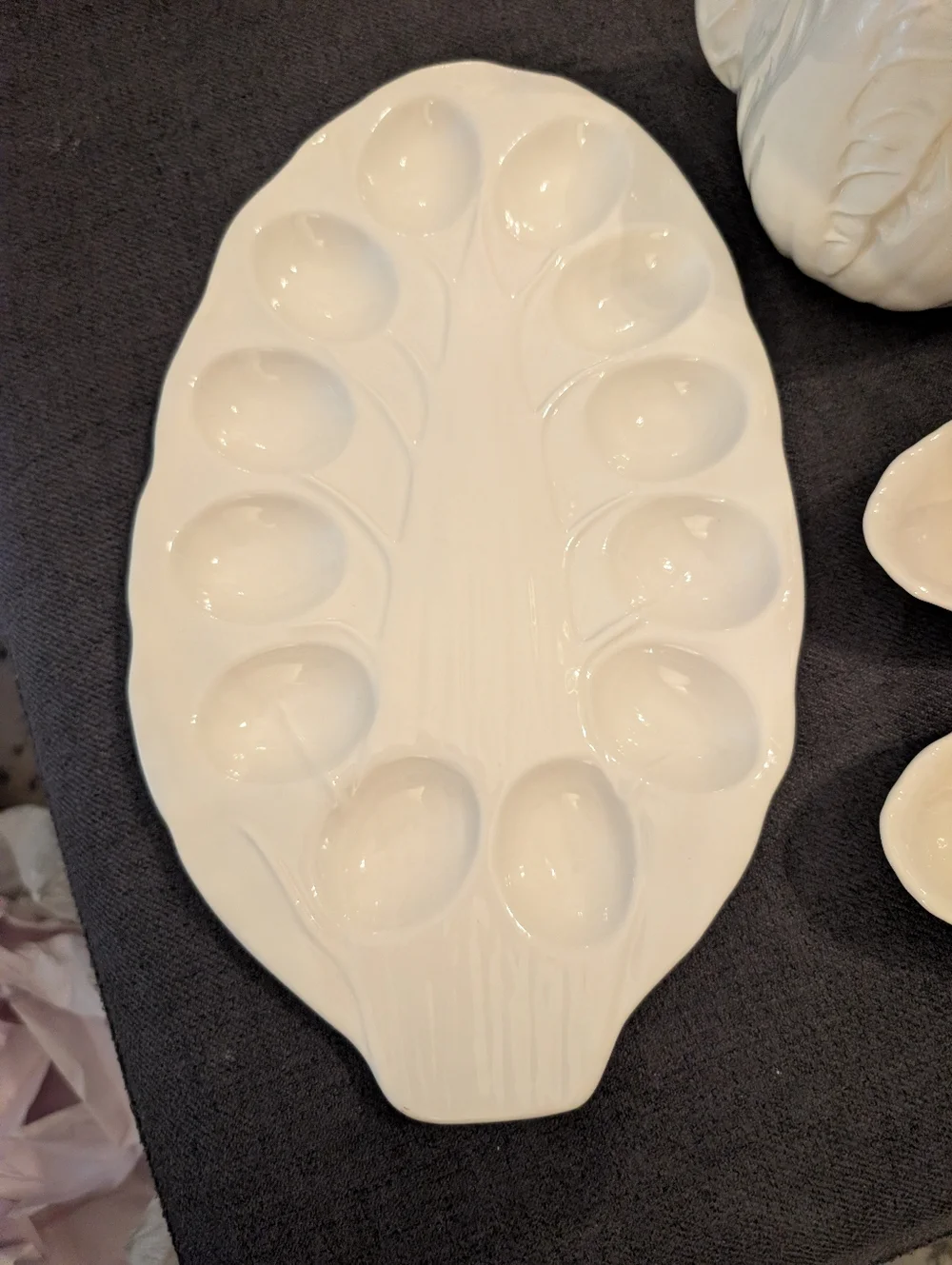 White Ceramic Cabbage Teapot, Egg Plate,‎ Set Of 2 Dip Bowls - Threshold