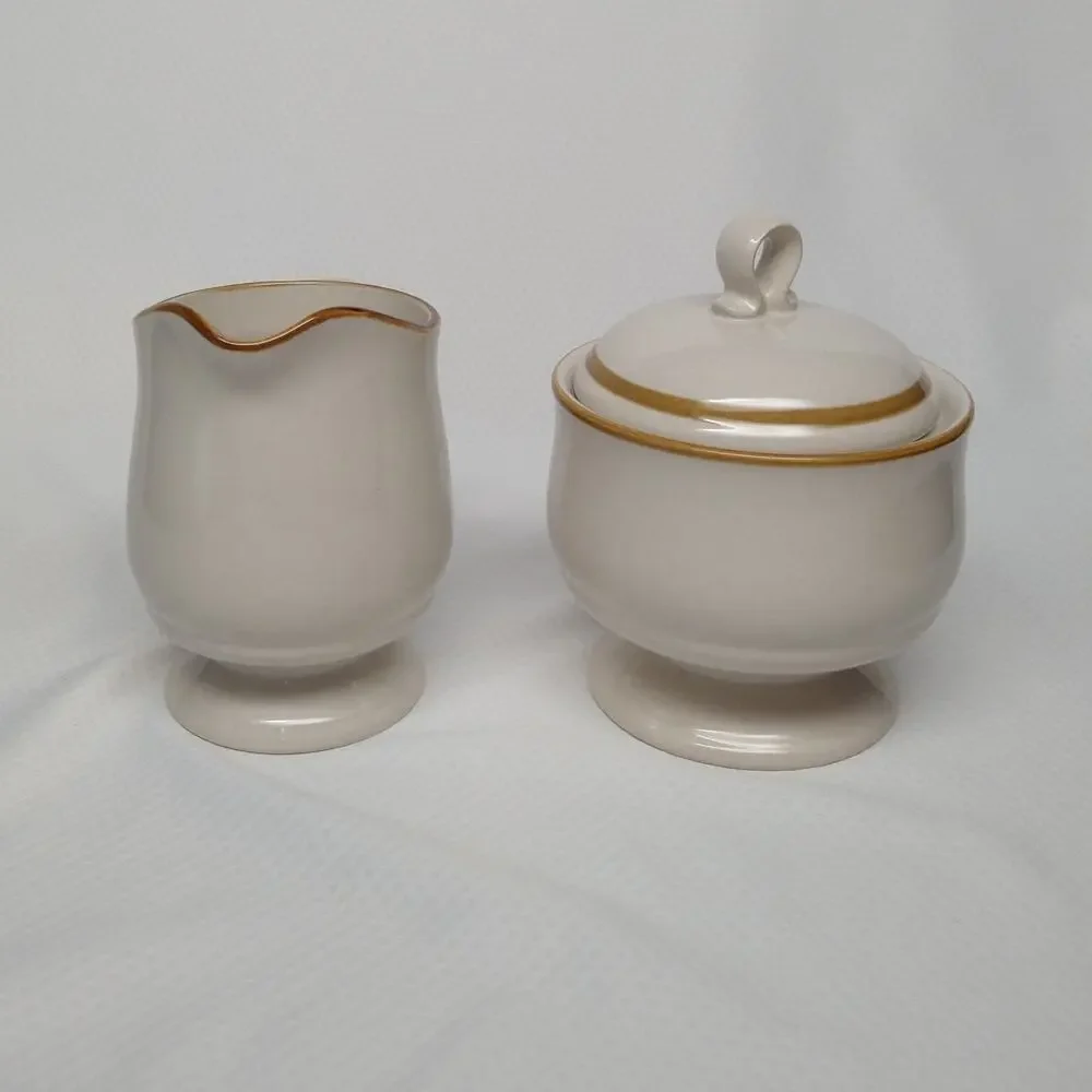 Mikasa Stone Harvest KD100 Creamer Sugar Set Vintage Serveware Tan Speckled