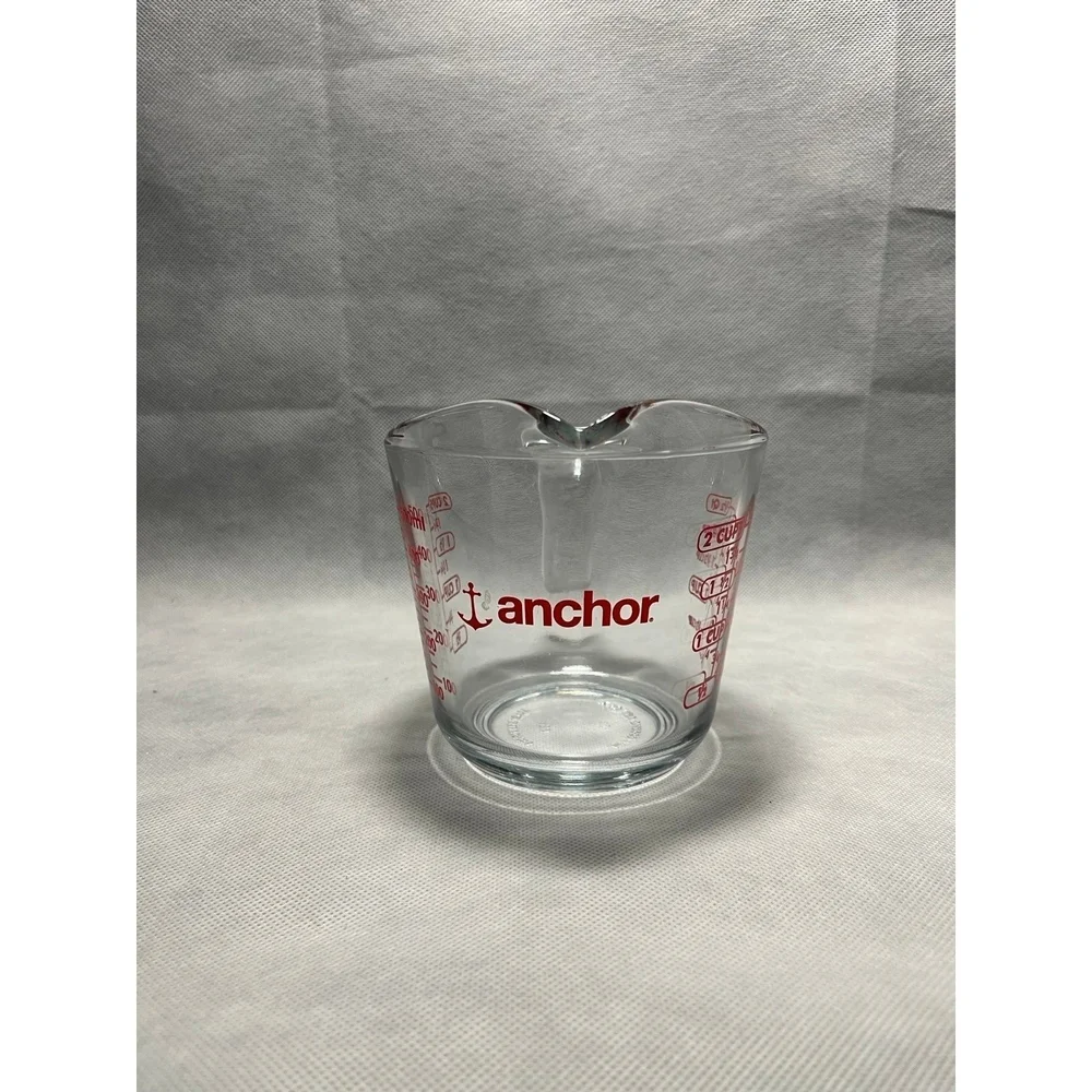 Anchor Hocking 2 Cup Glass Measuring Cup Vintage Red Lettering 6.5