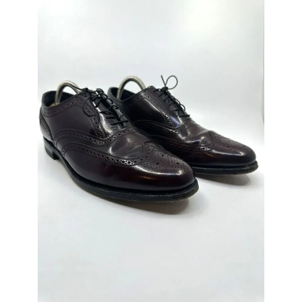 Florsheim Wingtip Oxford Mens 10 D Burgundy‎ Good Leather Brogue Made in USA