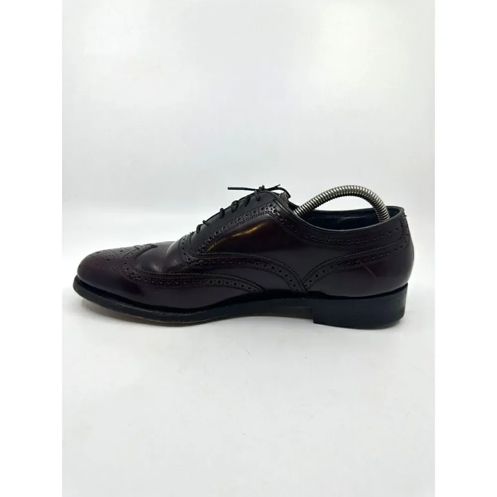 Florsheim Wingtip Oxford Mens 10 D Burgundy‎ Good Leather Brogue Made in USA